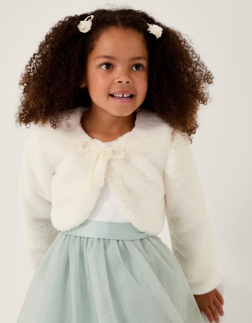 Marie Bow Faux Fur Shrug Ivory