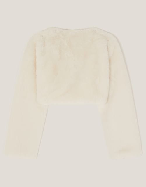 Marie Bow Faux Fur Shrug Ivory