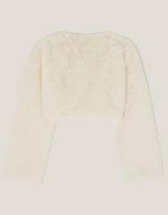 Marie Bow Faux Fur Shrug Ivory