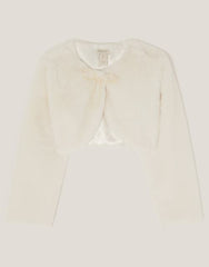 Marie Bow Faux Fur Shrug Ivory