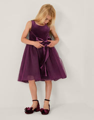 Velvet Bow Party Dress Purple