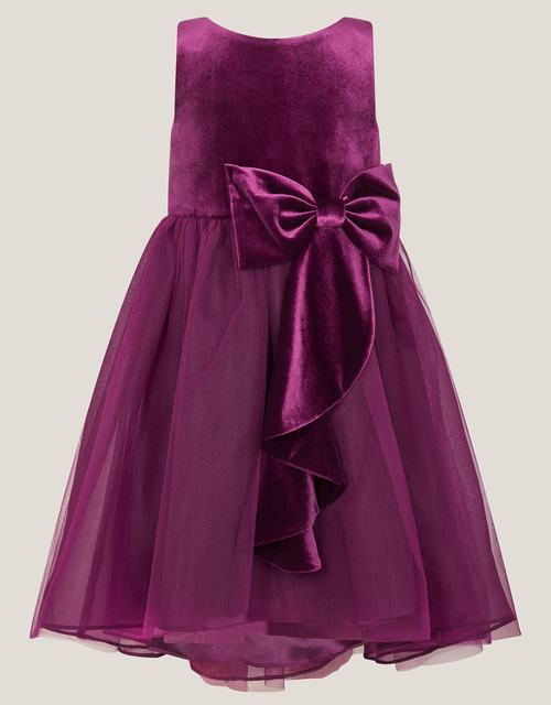 Velvet Bow Party Dress Purple