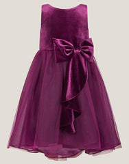 Velvet Bow Party Dress Purple