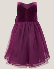 Velvet Bow Party Dress Purple