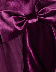 Velvet Bow Party Dress Purple