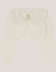 Baby Detachable Collar Fuzzy Cardigan Ivory