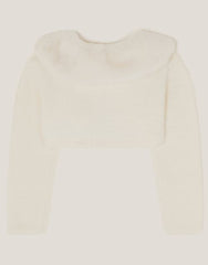 Baby Detachable Collar Fuzzy Cardigan Ivory