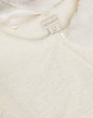 Baby Detachable Collar Fuzzy Cardigan Ivory