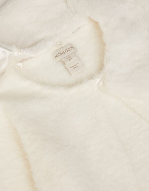 Detachable Collar Fuzzy Cardigan Ivory