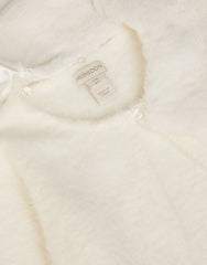 Detachable Collar Fuzzy Cardigan Ivory