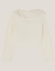 Detachable Collar Fuzzy Cardigan Ivory