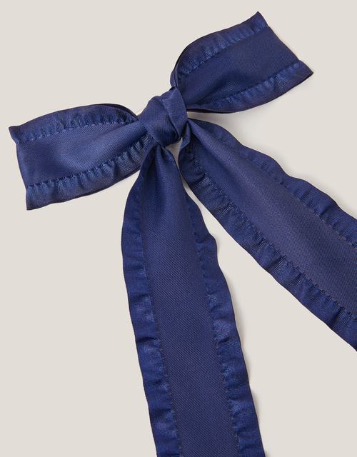 Frilly Bow School Hair Clip Blue