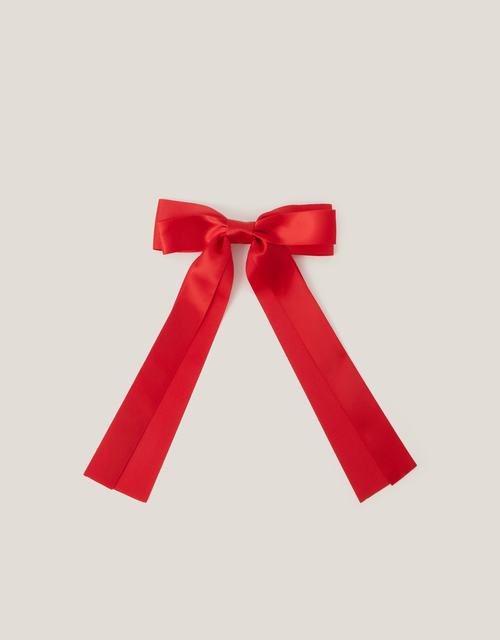 School Ribbon Bow Hair Slide Red