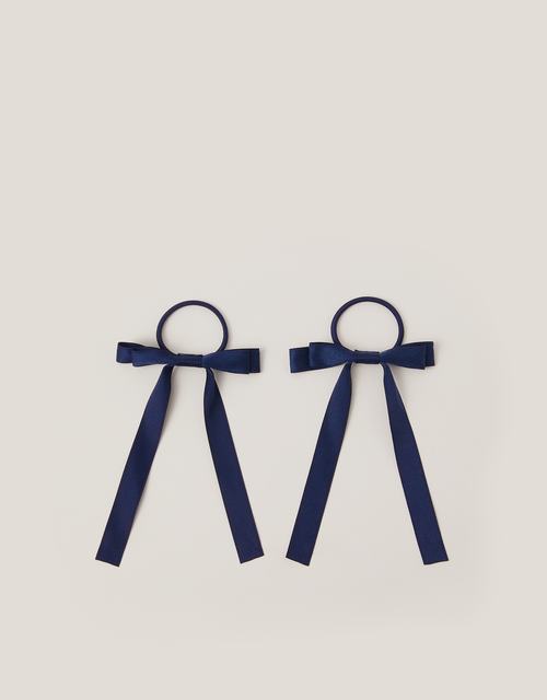 2-Pack Ribbon Bow School Hair Bands Blue