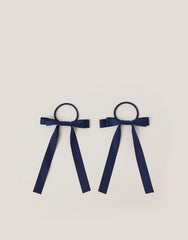 2-Pack Ribbon Bow School Hair Bands Blue