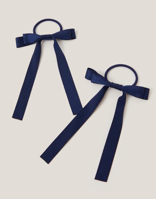 2-Pack Ribbon Bow School Hair Bands Blue