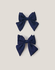 2-Pack School Bow Hair Clips Blue