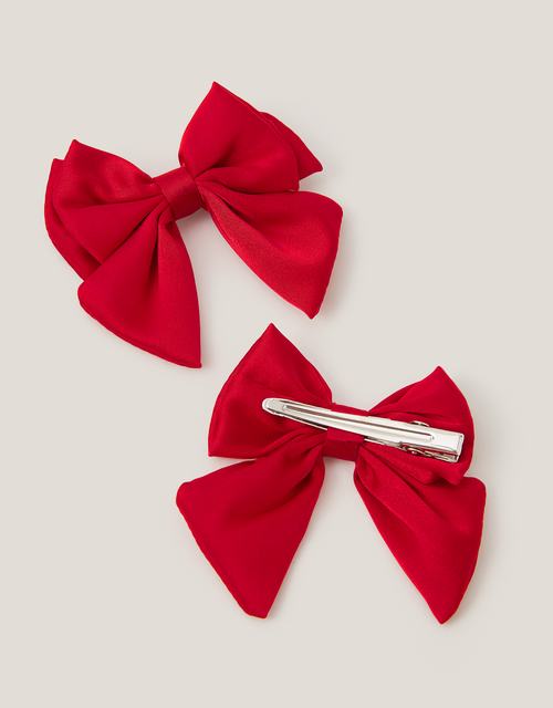 2-Pack School Bow Hair Clips Blue