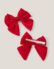 2-Pack School Bow Hair Clips Blue