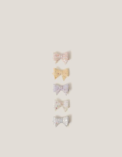 5-Pack Glitter Bow Hair Clips