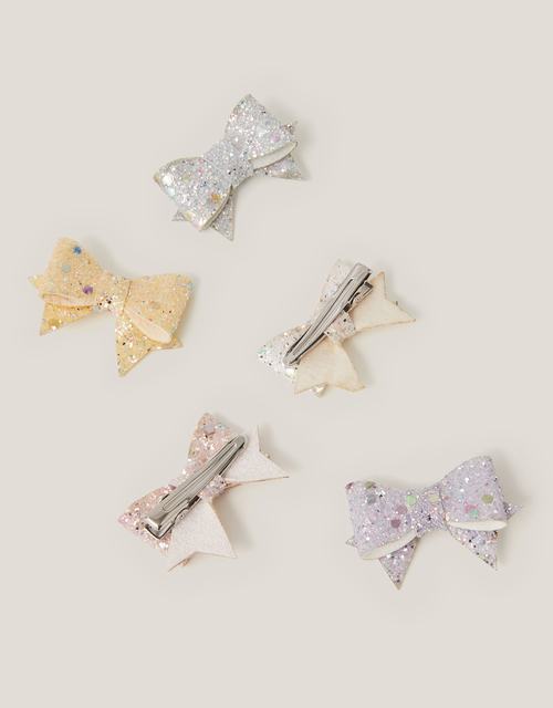 5-Pack Glitter Bow Hair Clips
