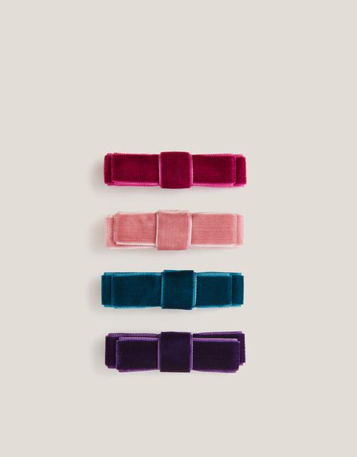 4-Pack Mini Velvet Bow Hair Clips
