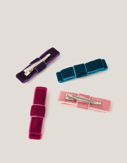 4-Pack Mini Velvet Bow Hair Clips