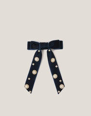 Jewel Velvet Ribbon Bow Hair Clip