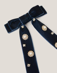 Jewel Velvet Ribbon Bow Hair Clip