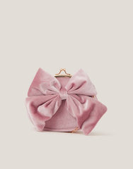 Velvet Bow Clip Frame Bag Pink