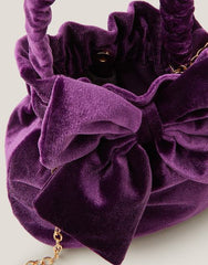 Bow Velvet Pouch Bag