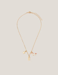 Initial Unicorn Charm Necklace Pink