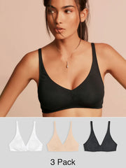 Daisy Non Pad Non Wire Cotton Rich Bralettes Three Pack