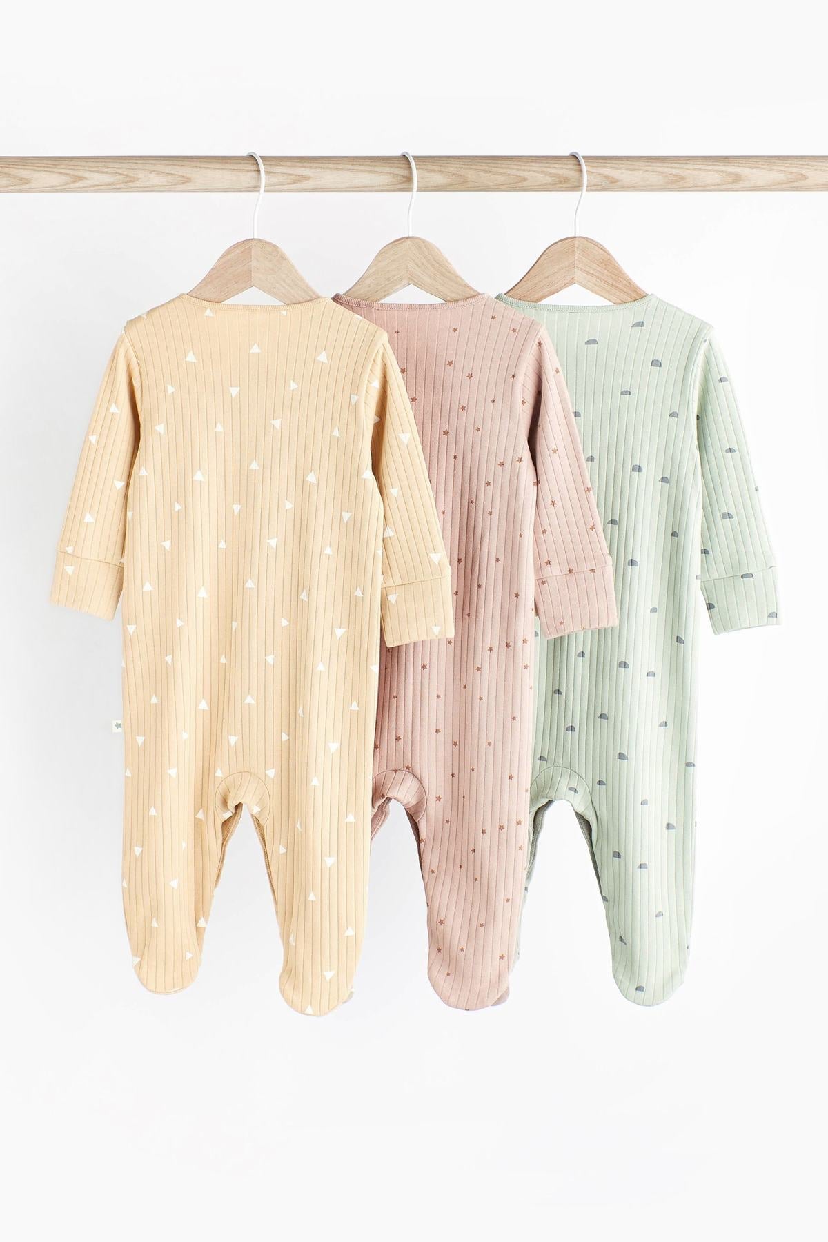 Multi Baby Cotton Sleepsuits 3 Pack NEXT UK