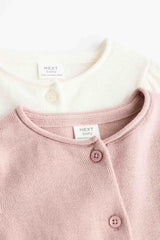 Pink/White 100% Cotton Knitted Baby Cardigans