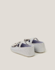 Baby Bow Glitter Booties & Headband Set Silver