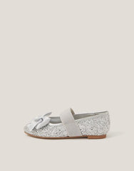 Glitter Bow Ballet Flats Silver