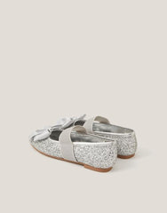 Glitter Bow Ballet Flats Silver