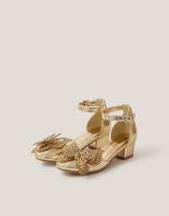Butterfly Metallic Heels Gold