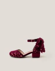 Sequin Velvet Bow Heels Red