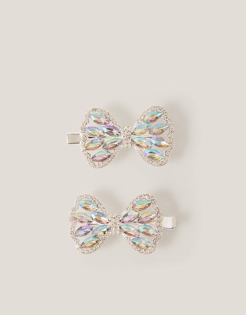 2-Pack Jewel Bow Metal Hair Clips