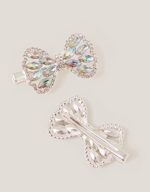 2-Pack Jewel Bow Metal Hair Clips