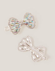 2-Pack Jewel Bow Metal Hair Clips
