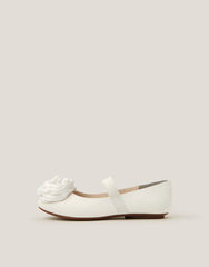 Rosette Strap Ballet Flats Ivory