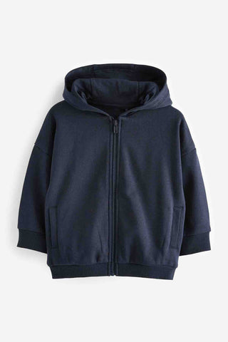 Navy Blue Zip Through Hoodie