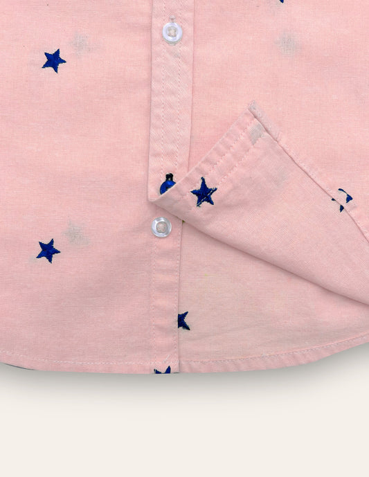 Boys Star Embroidered Pink Chambray Shirt IXAMPLE Pakistan