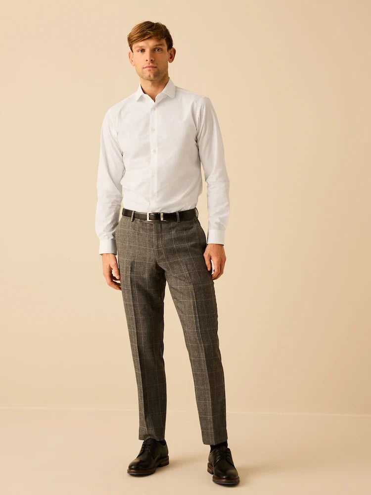 White Penny Collar Easy Care Single Cuff Smart Shirt