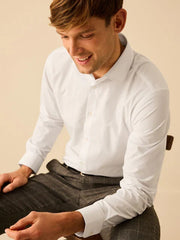 White Penny Collar Easy Care Single Cuff Smart Shirt