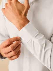 White Penny Collar Easy Care Single Cuff Smart Shirt