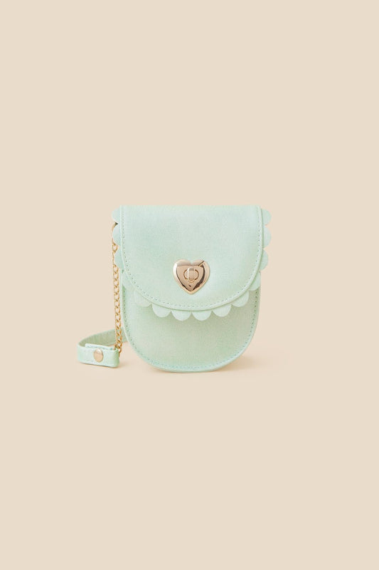 Girls Scallop Edge Heart Clasp Cross-Body Bag